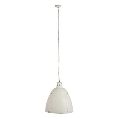 Bílá závěsná kovová lampa s patinou - 45*45*55 cm