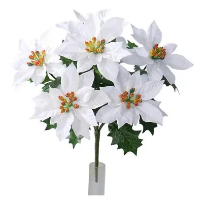 Umělá vánoční Poinsettie bílá, 30 cm