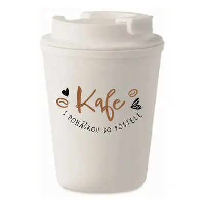 KAFE S DONÁŠKOU DO POSTELE - bílý termohrnek 300 ml