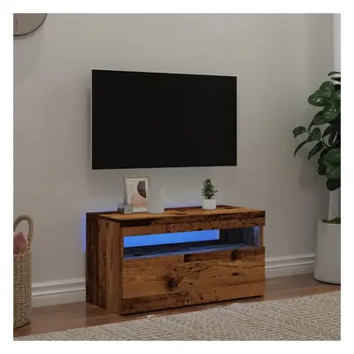 TV stolek s LED old wood 75 x 35 x 40 cm kompozitní dřevo