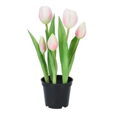 5ks růžový realistický tulipán Tulips v květináčku - Ø 8*7/ 26 cm