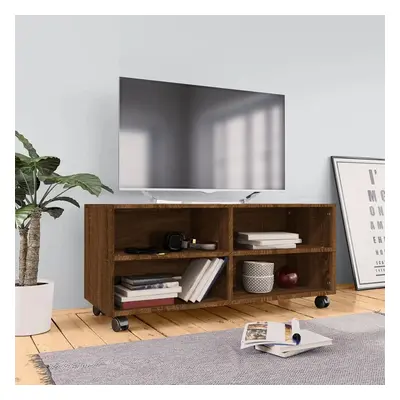 TV skříňka na kolečkách hnědý dub 90x35x35 cm kompozitní dřevo