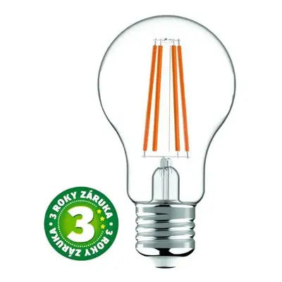 Ultra úsporná prémiová retro LED žárovka E27 4,9W 806lm A60 denní filament ekv. 60W 3 roky