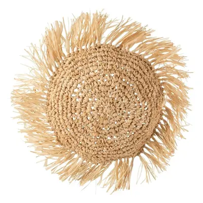 Dekorační kulatý polštářek z přírodní trávy Raffia natural - 45*15*45 cm