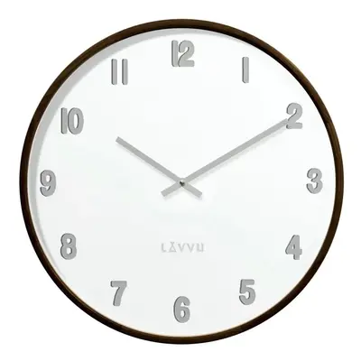 LAVVU Tmavé dřevěné bílé hodiny LAVVU FADE LCT4061