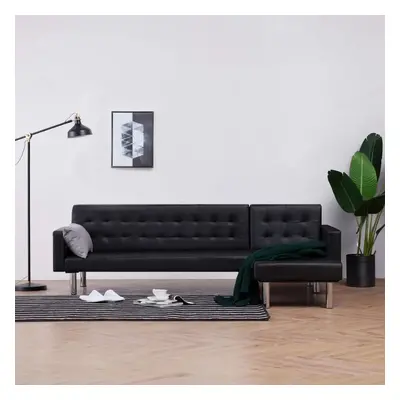 vidaXL 282229 Marketos L-shaped Sofa Bed Black Faux Leather