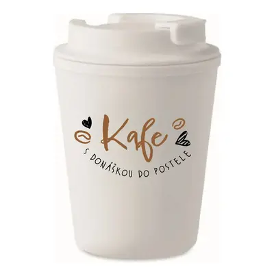 KAFE S DONÁŠKOU DO POSTELE - bílý termohrnek 300 ml