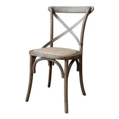 Přírodní dřevěná židle s ratanovým výpletem Old French chair - 45*40*88 cm