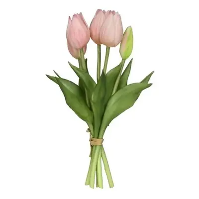 Kytice 5ks růžových realistických tulipánů Tulips - 26 cm