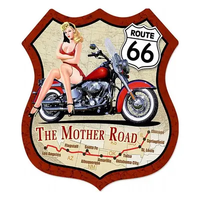 Nástěnná kovová cedule Route 66 - The Mother Road - 30*1*35 cm