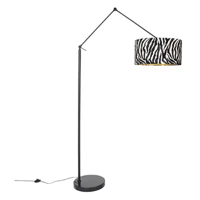 Moderní stojací lampa černé stínidlo zebra design 50 cm - Editor