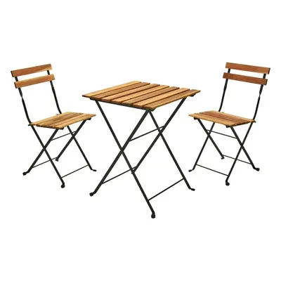 Skládací bistro set Lagos, 3 ks, akáciové dřevo, ocelový rám