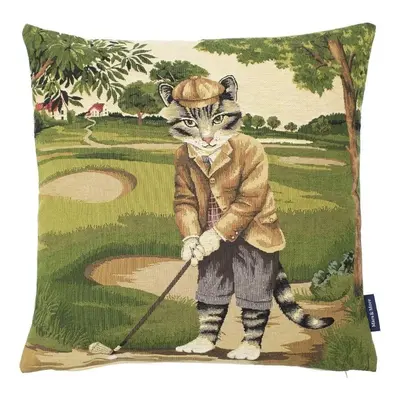 Gobelínový polštář s kocourem na golfu - 45*45*15cm