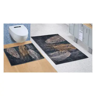 Kvalitex Koupelnová a WC předložka bez výkroje Pírko 3D SADA 60 x 100 cm + 60 x 50 cm