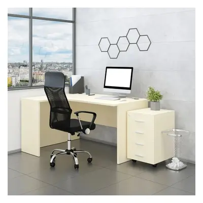 Sestava kancelářského nábytku SimpleOffice 2, 140 cm, levá, bříza