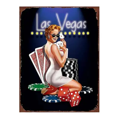 Nástěnná kovová cedule Las Vegas - 25*1*33 cm