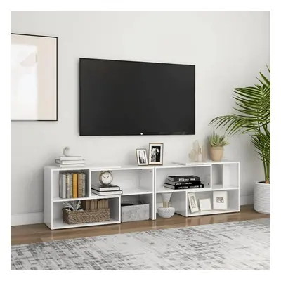 TV skříňka bílá s vysokým leskem 149x30x52 cm kompozitní dřevo