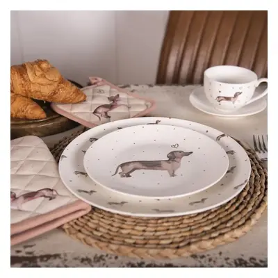 Porcelánový jídelní talíř s jezevčíky Dachshund Love - Ø 26cm