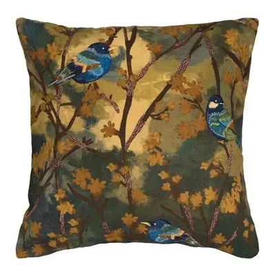 SCANquilt povlak ART NATURE blue birds zelenomodrá 45 x 45 cm