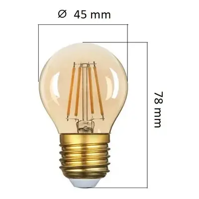 Stmívatelná retro LED žárovka E27 4W 320lm G45 extra teplá, filament, ekvivalent 30W