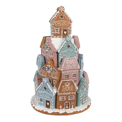 Svítící perníková věž z barevných chaloupek Gingerbread House - Ø 19*28 cm / 3*AAA