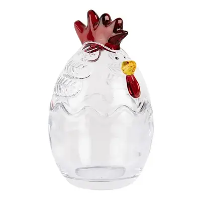 Transparentní skleněná dóza s víkem ve tvaru slepičky Chicken - Ø 8*14 cm