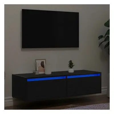 TV skříňka s LED osvětlením černý dub 100X35,5x25 cm