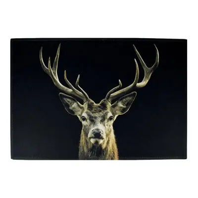 Černá podlahová rohožka jelen Black Deer - 75*50*1cm