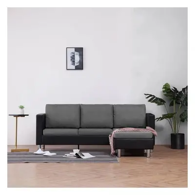 vidaXL 282204 Marketos 3-Seater Sofa with Cushions Black Faux Leather