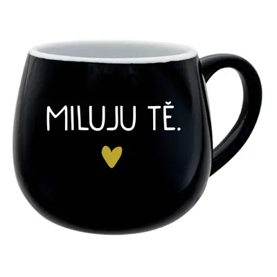 MILUJU TĚ. - černý keramický hrníček 300 ml