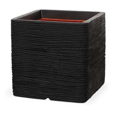 Capi Nature Rib NL Planter Square Black V 40 cm / D 40 cm