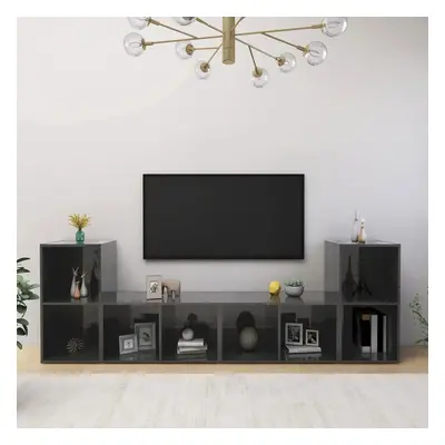 vidaXL TV skříňky 4 ks šedé vysoký lesk 72x35x36,5 cm kompozitní dřevo