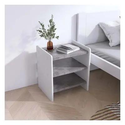 Maxi Noční stolek z masivu IRIS B5, 39 cm Bílá/Beton