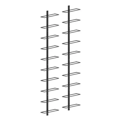 vidaXL Nástěnný stojan na víno na 20 lahví 2 ks černý kov