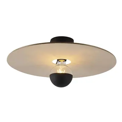 Stropní lampa černá s plochým stínítkem taupe 45 cm - Combi