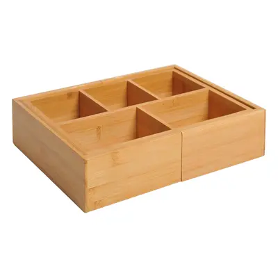 HOMCOM Úložný box Organizér box zásuvky, výsuvný organizér, bambus, přírodní, 24,6 x 17,6 x 7 cm