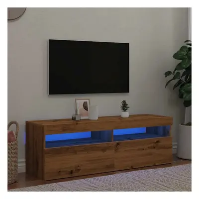 TV stolek s LED dub artisan 120 x 35 x 40 cm kompozitní dřevo