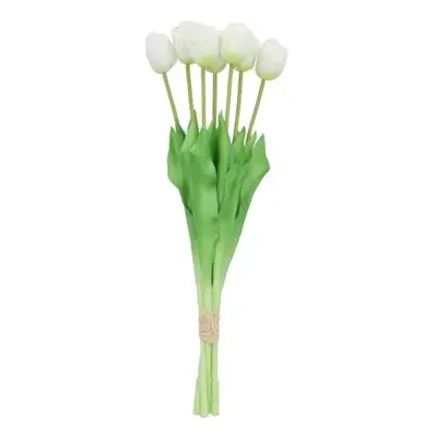 Kytice 7ks bílých realistických tulipánů Tulips - 43cm