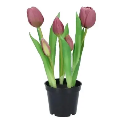 5ks světle fialový realistický tulipán Tulips v květináčku - Ø 8*7/ 26 cm