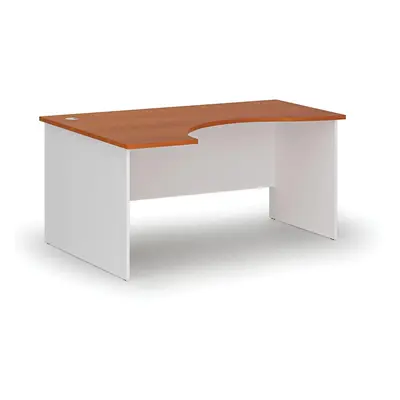 Ergonomický kancelářský pracovní stůl PRIMO WHITE, 1600 x 1200 mm, levý, bílá/třešeň