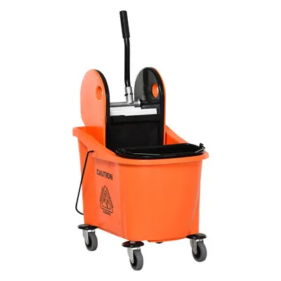 HOMCOM Úklidový vozík s košem na kolečkách a ždímačkou 36 l černý/oranžový 54x41x91,5 cm pro pro