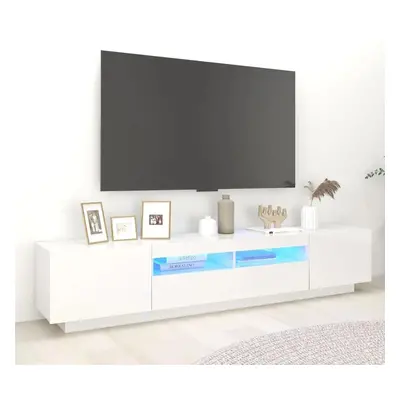 TV skříňka s LED osvětlením bílá s vysokým leskem 200x35x40 cm