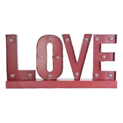 Kovová LED svítící dekorace LOVE - 60*8*30 cm / 2x AA