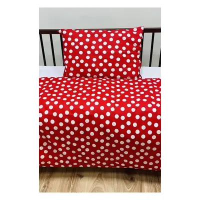 Povlečení bavlněné dětské Dots červené TiaHome - Dětský set 130x90cm + 65x45cm