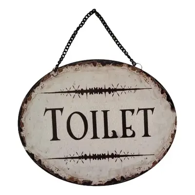 Závěsná kovová cedule s řetízkem Toilet - 25*20 cm