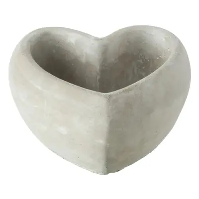 Šedý antik cementový květináč ve tvaru srdce Heart - 16*17*8 cm