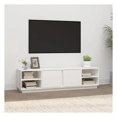 TV skříňka bílá 156 x 40 x 40 cm masivní borové dřevo