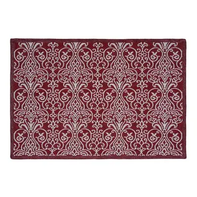 SCANquilt prostírání MOTIV LUREX ornament červenostříbrná běhoun delší strana 100-170 cm