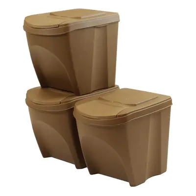 Prosperplast Odpadkové koše na tříděný odpad, sada 3ks x 25l SORTIBOX - ECO WOOD