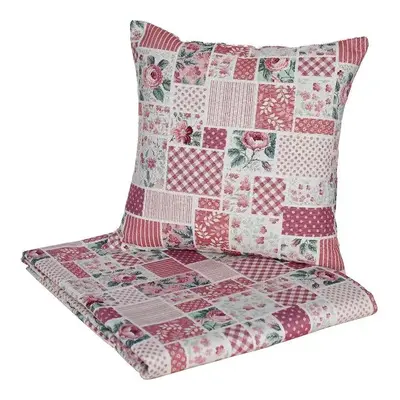 SCANquilt přehoz SOFA patchwork červenobéžová 240 x 260 cm